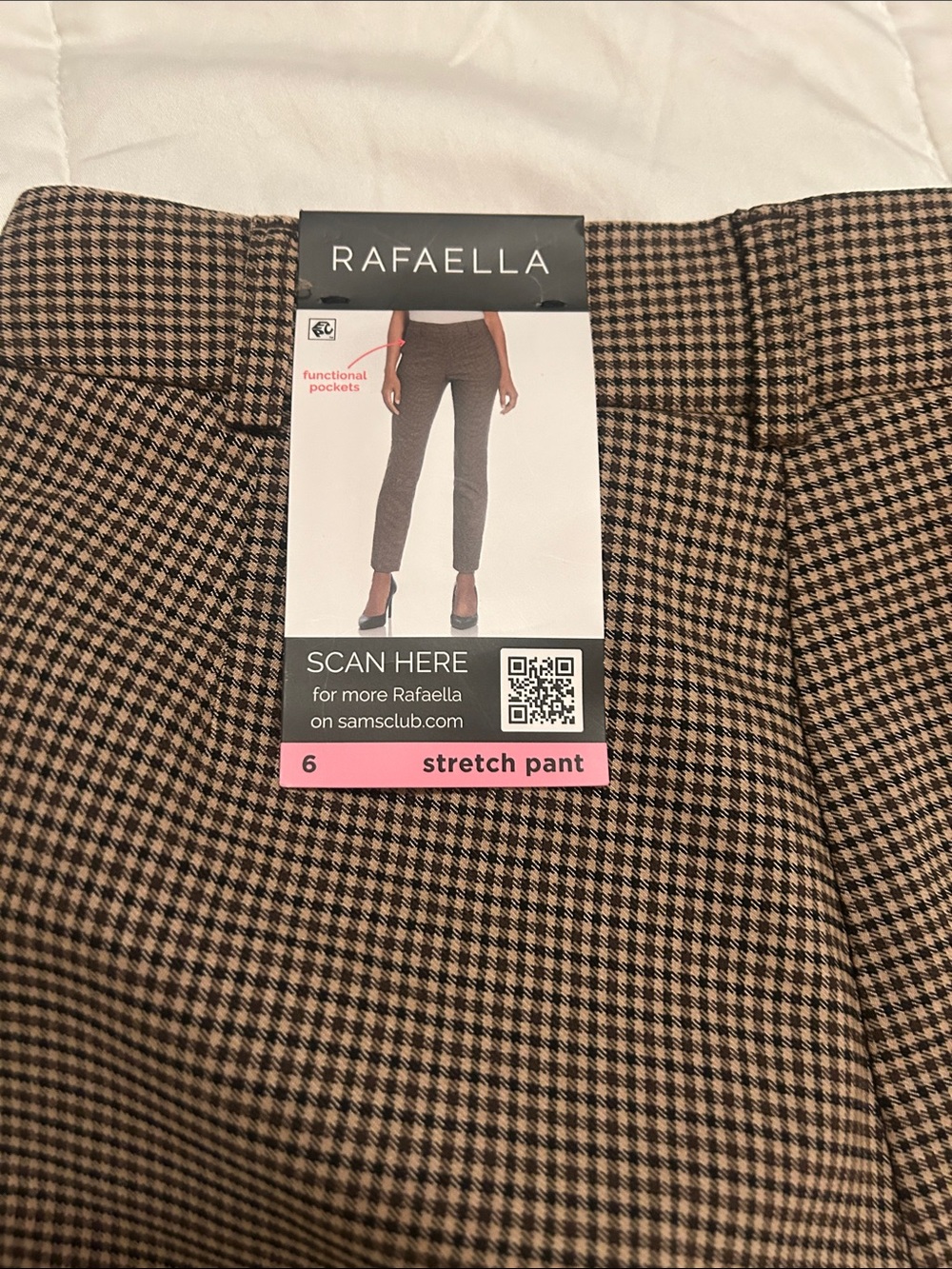 Rafaella Tan and Black Houndstooth Straight Leg stretch pants